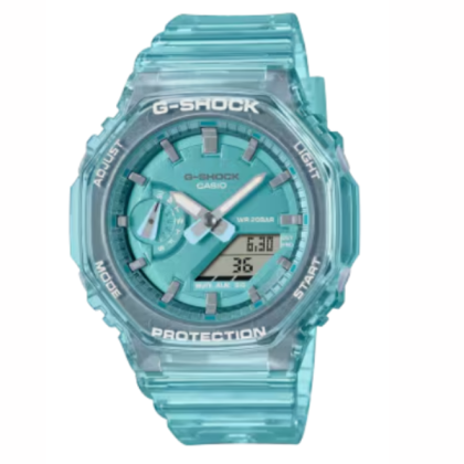Casio G-Shock GMA-S2100SK-2A Metallic Skeleton Series Crystal Blue Translucent Resin Band Sports Analog-Digital Women Watch